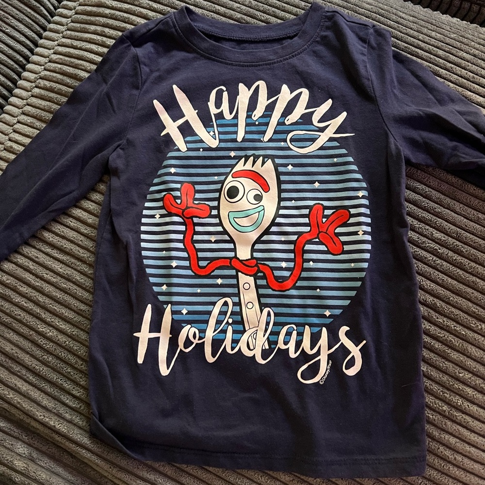 Forky from Toy Story Happy Holidays Shirt - Navy